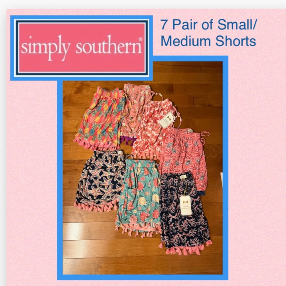 Collection of Simply Southern Tassel Shorts. Never Worn. NWT. 7 pair.  Sm/Med